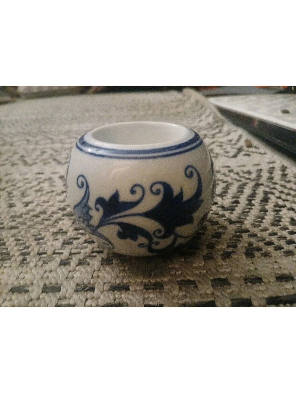 Bombay & Co Blue White flower Ceramic Votive Tea Light Candle Holder round Boho